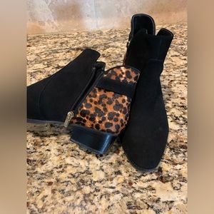 Lands End Suede and Leopard Calf Booties Size 8